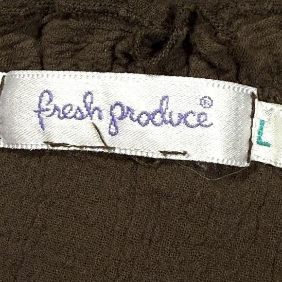 Vintage Fresh Produce Ruffle V Neck Tank Top Sz L Womens Crepe Gauze Beach Boho - Picture 5 of 5